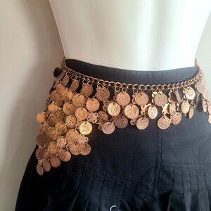 Metal coins bohemian belt.